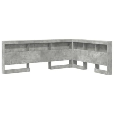 Afbeelding van vidaXL Opberghoofdbord met plank hoofdeinde opslag Betongrijs 140 cm Bewerkt hout