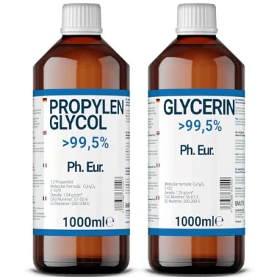 Afbeelding van 1000 ml glycerine + propyleenglycol in farmaceutische kwaliteit &gt; 99,5% zuiver E422 E1520 DIY