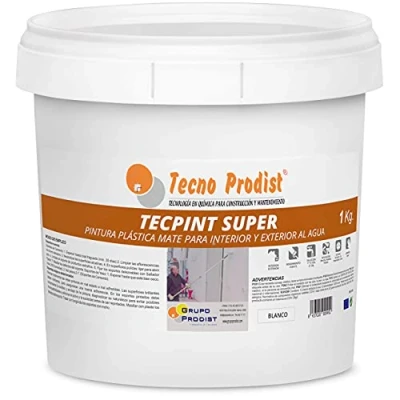 Afbeelding van Tecno Prodist TECPINT SUPER 1 kg (wit) verf voor binnen en buiten, hoge dekking wit, wasbaar, eenvoudig te gebruiken