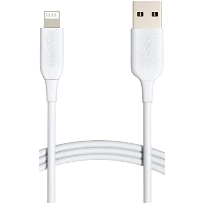 Afbeelding van Amazon Basics Verbindingskabel Lightning naar USB A, MFi gecertificeerde oplaadkabel voor iPhone, wit, 0,9 m
