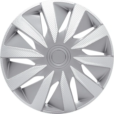 Afbeelding van J Tec 4 Delige Wieldoppenset Lazio 15 inch zilver/carbon look
