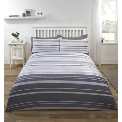 Afbeelding van Rapport Stratford Stripe Dekbedovertrek Bed Set, Grijs, King Size, Katoenmix