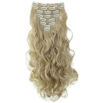 Afbeelding van CAISHA XL 45cm 7 Delige Set CLIP IN EXTENSIONS Haarextensies Haarstukje Golvend Blond CE29 1