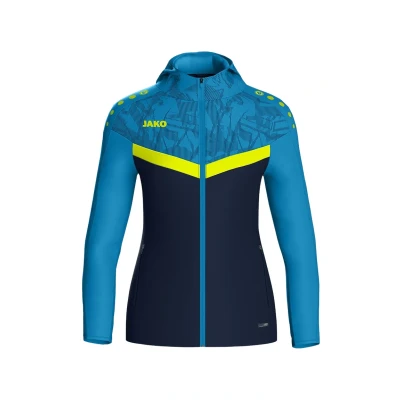Afbeelding van Jako Iconic Jas Met Kap Dames Marine / Blauw Fluogeel Maat: 42