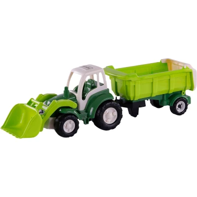 Afbeelding van Cavallino Toys XL Tractor Groen met Kiep Aanhangwagen, 86,5cm