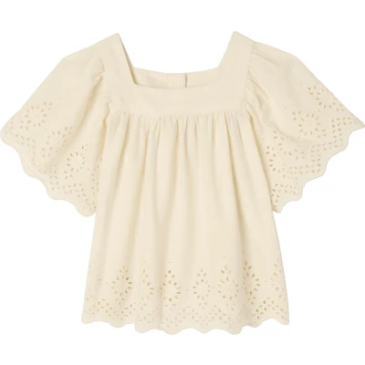Afbeelding van Vertbaudet Babyblouse met korte mouwen van Engels borduurwerk