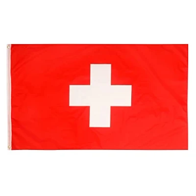 Afbeelding van Vlaggen van aricona vlag Zwitserland met 2 metalen ogen, weerbestendig Zwitserse nationale wit kruis 90 x 150 cm