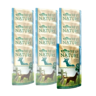 Afbeelding van Dehner Best Nature Hondenvoer voor volwassenen, wild en noedels met veenbessen, in zak, 12 x 150 g (1,8 kg)