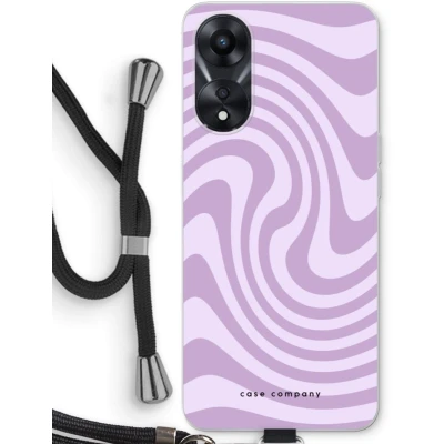 Afbeelding van Case Company® hoesje met Koord geschikt voor Oppo A78 5G Swirl Paars Telefoonhoesje Zwart Bescherming aan alle Kanten en Over de Schermrand