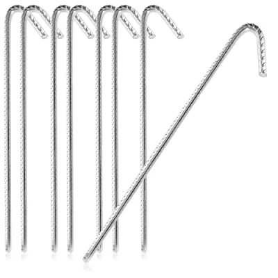 Afbeelding van COM FOUR® 8x XL grondankers van massief staal 42 cm uiterst stabiele voor tenten, paviljoens, springkastelen en trampolines lange grondspijker alle grondsoorten