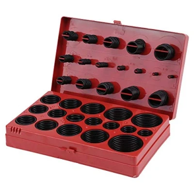Afbeelding van 419 Stks O Ring Assortiment Kit, Universele Zwarte Rubber Ringen Afdichting Pakking Kit R01 R32 voor Loodgieter, Automotive en Algemene Reparatie