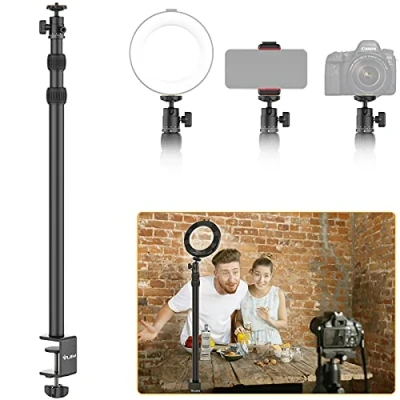 Afbeelding van VIJIM LS03 Extra hoog uitschuifbaar statief met tafelklem 45 124cm 1/4inch schroefaansluiting Antikras Metaal/Kunstof Zwart