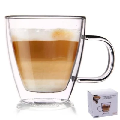 Afbeelding van Orion Theeglas, koffieglas, dubbelwandige glazen, thermoglas voor koffie, latte cappuccino thee, 180 ml