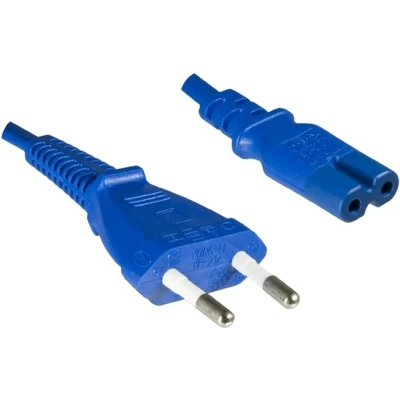 Afbeelding van DINIC stroomkabel met rechte C7 plug en stekker 2x 0,75mm / blauw 1,8 meter