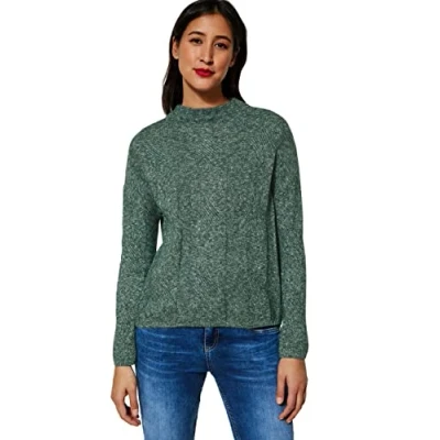 Afbeelding van Street One Dames A302182 gebreide trui, Dark Clary Mint Melange, 42, 42