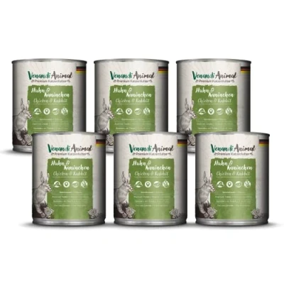 Afbeelding van Venandi Premium Kattenvoer, natvoer, kip en konijn, graanvrij met extra vlees, 6 x 800 g (6 stuks)