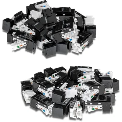Afbeelding van TRENDnet TC K50C6BK Cat6 RJ45 Keystone Jack 50 Pack Bundle, compatibel met Cat5, Cat5e, bekabeling, gebruik KP24 of KP48 Blank Patch panelen (apart verkrijgbaar)