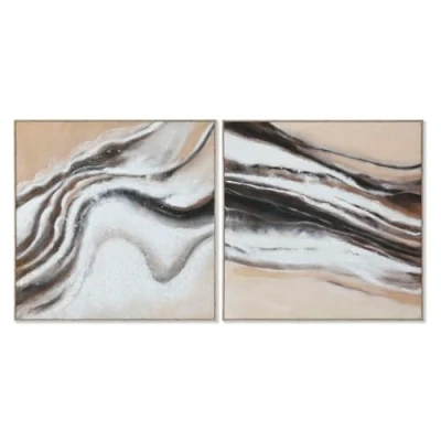 Afbeelding van Schilderij Home ESPRIT Wit Beige Abstract Modern 102 x 3,2 cm (2 Stuks)