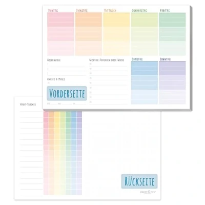 Afbeelding van Häfft Trendstuff by A5 weekplanner blok [Rainbow 50 pagina&#039;s incl. notitieblok op de achterkant klimaatneutraal en duurzaam