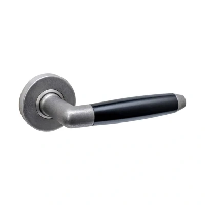 Afbeelding van Intersteel Deurkruk Combinatie op rozet verdekt ø53x10mm rvs getrommeld/zwart