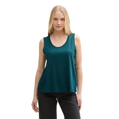 Afbeelding van TOM Tailor MIT Rundhalsausschnitt Top, Dames, Maat: Large, Dark teal green