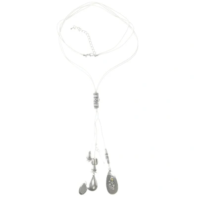 Afbeelding van Behave Witte ketting dames zilver kleurig lange