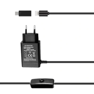 Afbeelding van Bruphny voeding voor Raspberry Pi 4/3, 5.1V 3A USB C met aan/uit schakelaar 3, 4 model B