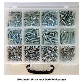 Afbeelding van Bofix 219800 Doos assortiment 12 vaks Flensbouten en moeren