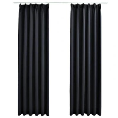 Afbeelding van Gordijnen verduisterend met haken 2 st 140x225 cm zwart