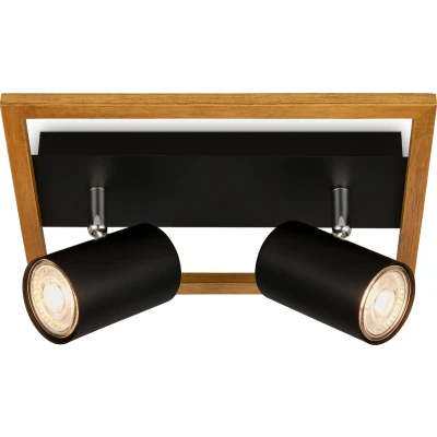 Afbeelding van BRILONER Plafondlamp 2138025 Draaibaar GU10 fitting Houttoepassing Zonder gloeilamp 27 x 20 12,5 cm Zwart