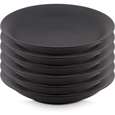 Afbeelding van vtwonen Pastaborden Bordenset Mat zwart 25,5cm Set van 6 diepe borden
