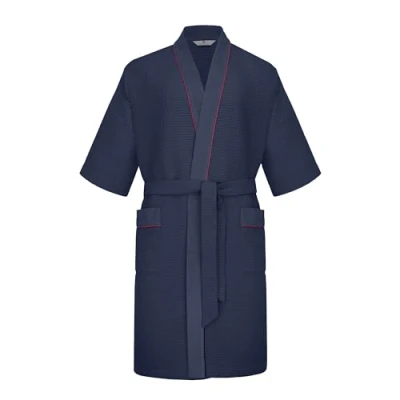 Afbeelding van Revise RE 521 Kimono, herenbadjas, 100% katoen, wafelpiqué, donkerblauw, XL