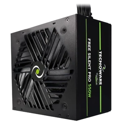 Afbeelding van Tecnoware Free Silent PRO 550 Voeding voor Geavanceerde PC&#039;s met NVIDIA GeForce GTX RTX Grafische Kaart, Stille Ventilator, PCI E Connectoren, CPU 4+4, SATA, Molex