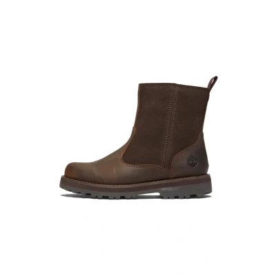 Afbeelding van Timberland Courma Warm Lined Boots Dark Brown Leer Met Imitatiebont en Rits Maat 33 (Kids) Jongens Hatshoe Kinderschoenen