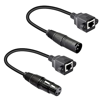 Afbeelding van GELRHONR XLR 3pin naar RJ45 vrouwelijke adapterkabel, mannelijk netwerk connector verlengkabel Gebruik Cat5 Ethernet voor DMX CON Controller Series 1.1Ft