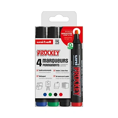 Afbeelding van Uni Ball Prockey Permanent Marker Set 5,7 mm Chisel 4 stuks