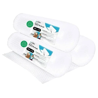 Afbeelding van m office Luchtkussenfolie, gerecyclede noppenfolie, noppenfolie voor verhuizingen, verpakkingen en dozen, verpakking, 100 cm x 25 m, 3 stuks