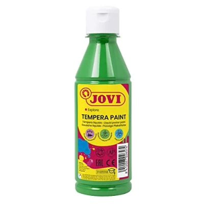 Afbeelding van Jovi Vloeibare temperaverf, flacon 250ml, Kleur Medium Groen, Verf op basis van natuurlijke ingrediënten, Makkelijk afwasbaar, Glutenvrij, Ideaal voor schoolgebruik (50217)