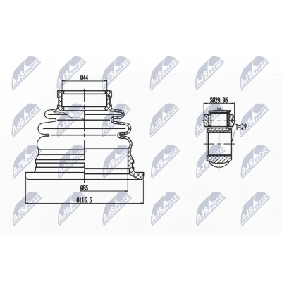 Afbeelding van Homokineet reparatie set, aandrijfas NTY NPW MS 041