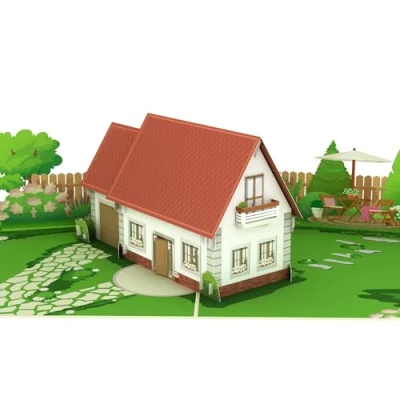 Afbeelding van MOKIO® Pop Up Kaart Huis met tuin 3D wenskaart voor een verjaardag