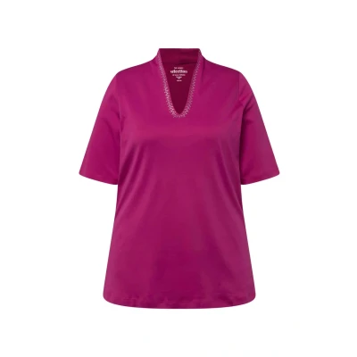 Afbeelding van Ulla Popken À Manches Courtes Ligne A Tshirt print, Dames, Maat: 42/44, Magenta