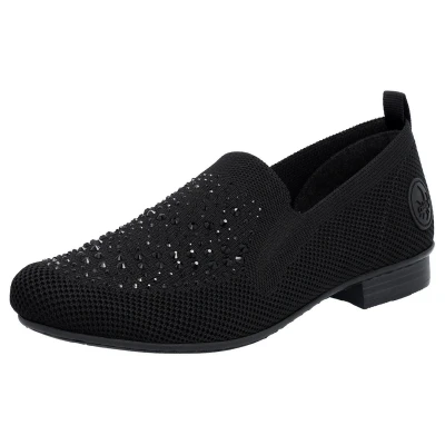 Afbeelding van Rieker Instappers, Dames, Maat: 36, Schwarz Textiel