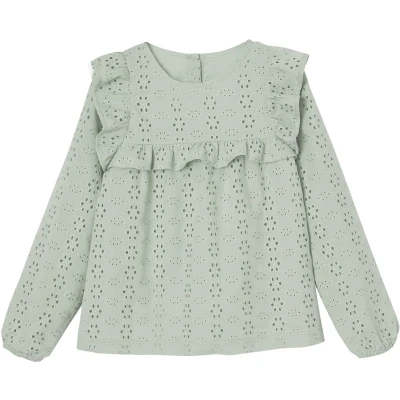 Afbeelding van Vertbaudet Blouse met ruches van Engels borduurwerk meisje