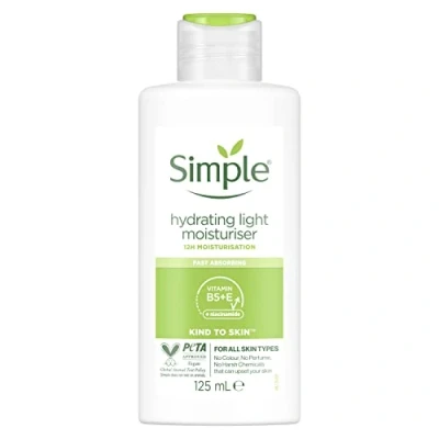 Afbeelding van Simple Hydrating Light Moisturizer 125ml Lichtgewicht en Snel Absorberende Moisturing Cream Vegan Geen Kleurstoffen Parfums of Agressieve Chemicaliën