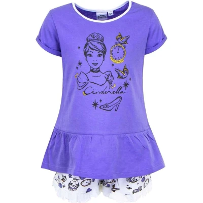 Afbeelding van Disney Princess Cinderella Shortama Paars Maat 116 6 jaar