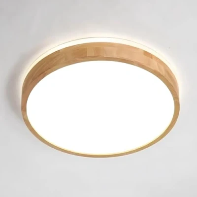 Afbeelding van YYUTLUO LED plafondlamp hout, top 360 gloed ronde natuurlijke houten lamp 4500K natuurlijk wit, 18W 1600lm Woonkamer, Keuken, Eetkamer, Hal, Thuis, Kantoor, Kinderkamer, Studeerkamer (Ø30cm)