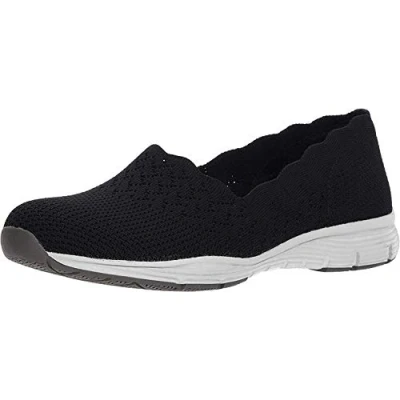 Afbeelding van Skechers Seager Stat dames Slip On Trainers On,Zwart Zwart Flat Knit Bbk,38 EU