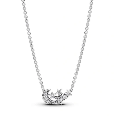 Afbeelding van Pandora 392991C01 Ketting Sparkling Moon Star zilver zirconia wit 50