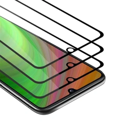 Afbeelding van Cadorabo 3x Screenprotector geschikt voor Samsung Galaxy A31 Volledig scherm pantserfolie Beschermfolie in TRANSPARANT met ZWART Getemperd (Tempered) Display beschermend glas 9H hardheid 3D Touch