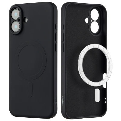 Afbeelding van Apple iPhone 16 MagSafe Hoesje Siliconen en TPU (zacht) imoshion Softcase/Backcover Zwart Telefoonhoesje